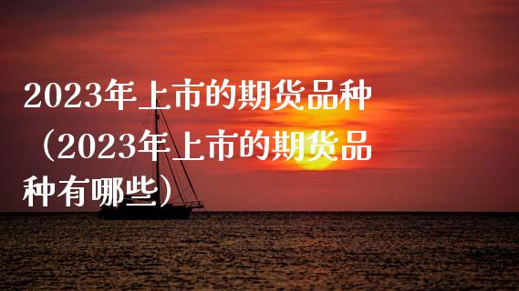 2023年上市的期货品种（2023年上市的期货品种有哪些）_https://www.zcsm.com.cn_期货喊单_第1张