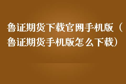 鲁证期货下载官网手机版（鲁证期货手机版怎么下载）_https://www.zcsm.com.cn_期货百科_第1张