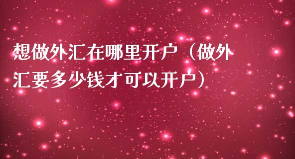 想做外汇在哪里开户（做外汇要多少钱才可以开户）_https://www.zcsm.com.cn_期货培训_第1张