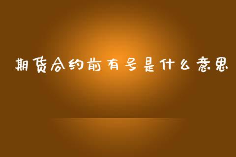 期货合约前有号是什么意思_https://www.zcsm.com.cn_期货喊单_第1张