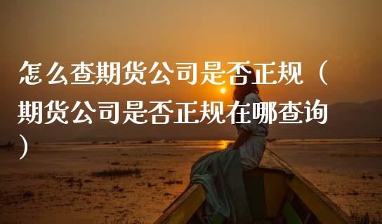 怎么查期货公司是否正规（期货公司是否正规在哪查询）_https://www.zcsm.com.cn_期货百科_第1张