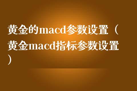 黄金的macd参数设置（黄金macd指标参数设置）_https://www.zcsm.com.cn_期货百科_第1张