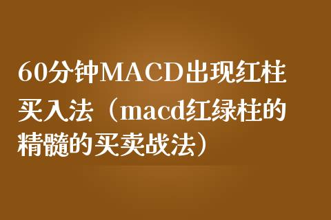 60分钟MACD出现红柱买入法（macd红绿柱的精髓的买卖战法）_https://www.zcsm.com.cn_期货培训_第1张