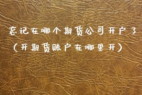 忘记在哪个期货公司开户了（开期货账户在哪里开）_https://www.zcsm.com.cn_期货培训_第1张