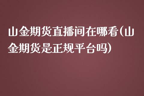 山金期货直播间在哪看(山金期货是正规平台吗)_https://www.zcsm.com.cn_期货培训_第1张