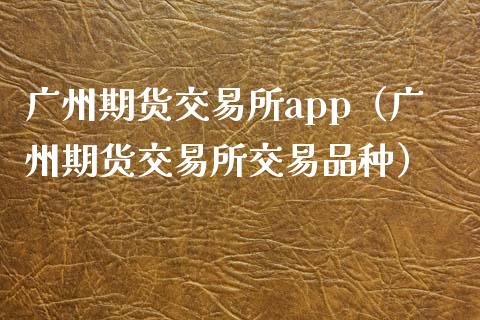 广州期货交易所app（广州期货交易所交易品种）_https://www.zcsm.com.cn_期货百科_第1张