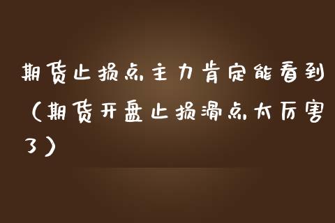 期货止损点主力肯定能看到（期货开盘止损滑点太厉害了）_https://www.zcsm.com.cn_期货交易_第1张