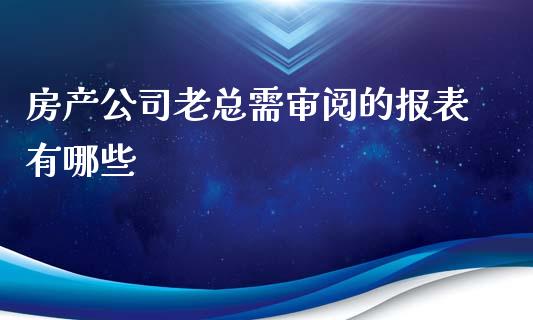 房产公司老总需审阅的报表有哪些_https://www.zcsm.com.cn_期货喊单_第1张
