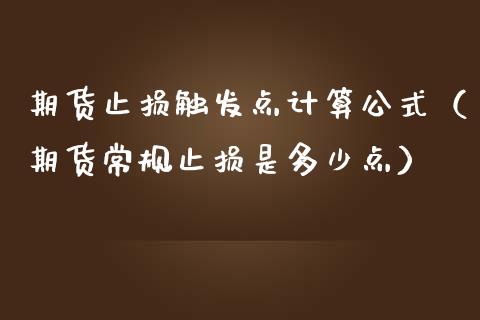 期货止损触发点计算公式（期货常规止损是多少点）_https://www.zcsm.com.cn_期货交易_第1张
