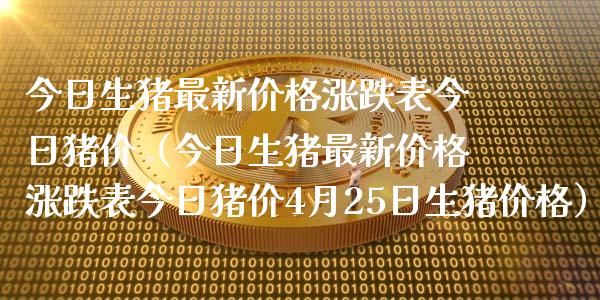 今日生猪最新价格涨跌表今日猪价（今日生猪最新价格涨跌表今日猪价4月25日生猪价格）_https://www.zcsm.com.cn_期货行情_第1张