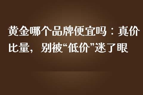 黄金哪个品牌便宜吗：真价比量，别被“低价”迷了眼_https://www.zcsm.com.cn_期货百科_第1张