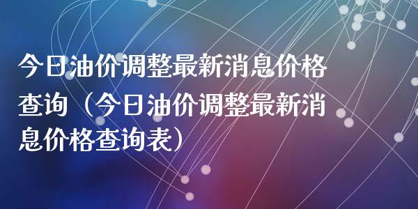 今日油价调整最新消息价格查询（今日油价调整最新消息价格查询表）_https://www.zcsm.com.cn_期货培训_第1张