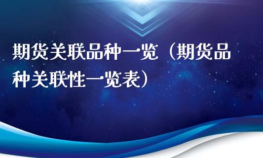 期货关联品种一览（期货品种关联性一览表）_https://www.zcsm.com.cn_期货喊单_第1张