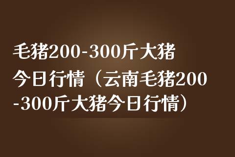 毛猪200-300斤大猪今日行情（云南毛猪200-300斤大猪今日行情）_https://www.zcsm.com.cn_期货行情_第1张