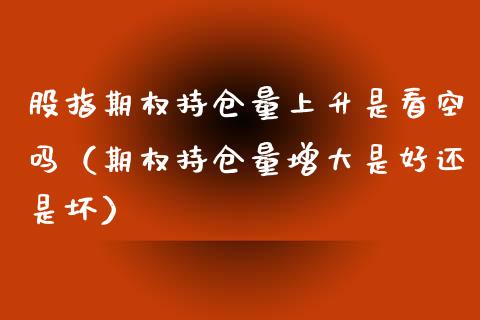 股指期权持仓量上升是看空吗（期权持仓量增大是好还是坏）_https://www.zcsm.com.cn_期货交易_第1张
