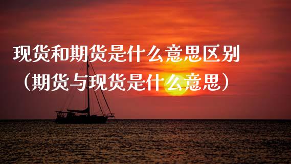 现货和期货是什么意思区别（期货与现货是什么意思）_https://www.zcsm.com.cn_期货百科_第1张