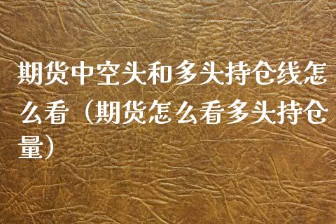 期货中空头和多头持仓线怎么看（期货怎么看多头持仓量）_https://www.zcsm.com.cn_期货交易_第1张