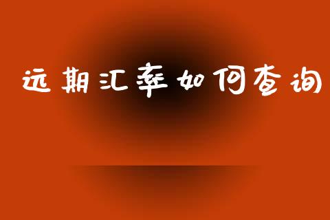 远期汇率如何查询_https://www.zcsm.com.cn_期货喊单_第1张