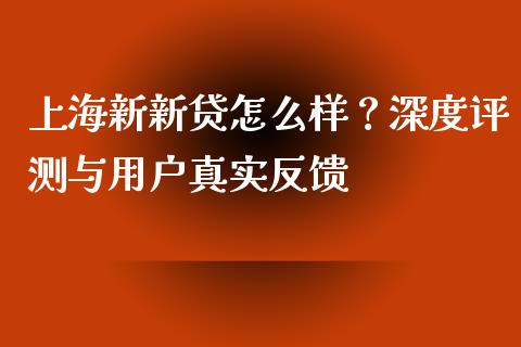 上海新新贷怎么样？深度评测与用户真实反馈_https://www.zcsm.com.cn_期货交易_第1张