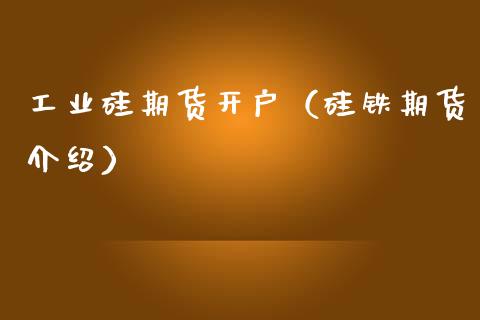 工业硅期货开户（硅铁期货介绍）_https://www.zcsm.com.cn_期货培训_第1张