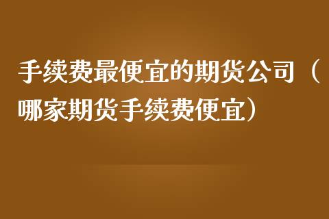 手续费最便宜的期货公司（哪家期货手续费便宜）_https://www.zcsm.com.cn_期货百科_第1张