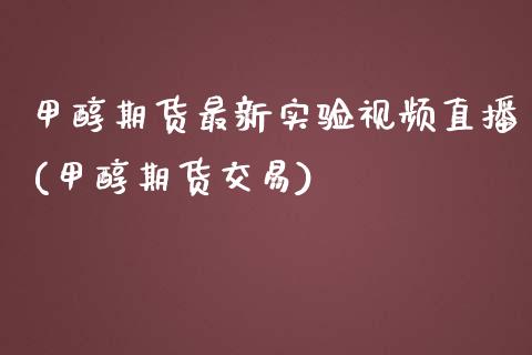 甲醇期货最新实验视频直播(甲醇期货交易)_https://www.zcsm.com.cn_期货喊单_第1张