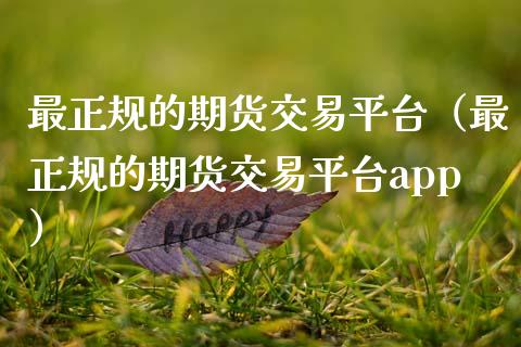 最正规的期货交易平台（最正规的期货交易平台app）_https://www.zcsm.com.cn_期货百科_第1张