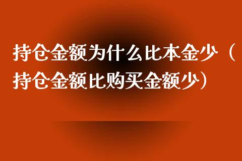 持仓金额为什么比本金少（持仓金额比购买金额少）_https://www.zcsm.com.cn_期货交易_第1张