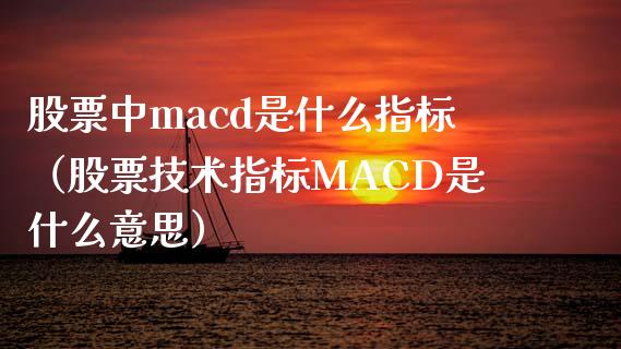 股票中macd是什么指标（股票技术指标MACD是什么意思）_https://www.zcsm.com.cn_期货百科_第1张