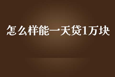 怎么样能一天贷1万块_https://www.zcsm.com.cn_原油期货_第1张