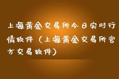 上海黄金交易所今日实时行情软件（上海黄金交易所官方交易软件）_https://www.zcsm.com.cn_期货行情_第1张