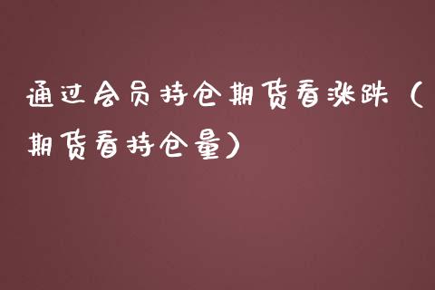 通过会员持仓期货看涨跌（期货看持仓量）_https://www.zcsm.com.cn_期货交易_第1张