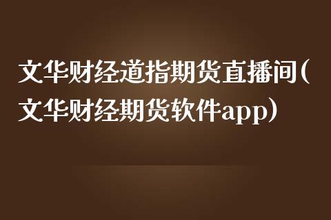 文华财经道指期货直播间(文华财经期货软件app)_https://www.zcsm.com.cn_期货喊单_第1张