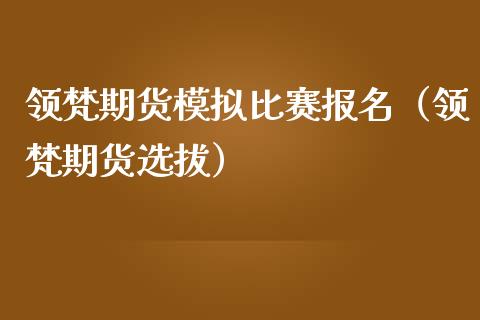 领梵期货模拟比赛报名（领梵期货选拔）_https://www.zcsm.com.cn_期货交易_第1张
