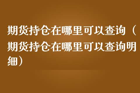 期货持仓在哪里可以查询（期货持仓在哪里可以查询明细）_https://www.zcsm.com.cn_期货交易_第1张
