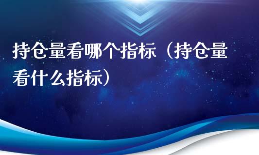持仓量看哪个指标（持仓量看什么指标）_https://www.zcsm.com.cn_期货交易_第1张