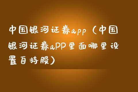 中国银河证券app（中国银河证券aPP里面哪里设置自持股）_https://www.zcsm.com.cn_原油期货_第1张