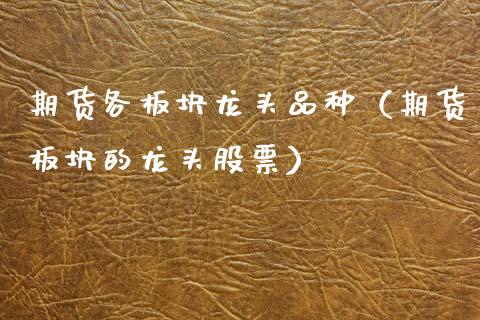 期货各板块龙头品种（期货板块的龙头股票）_https://www.zcsm.com.cn_期货喊单_第1张