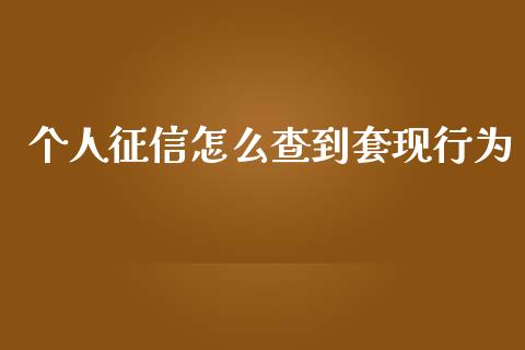 个人征信怎么查到套现行为_https://www.zcsm.com.cn_期货行情_第1张