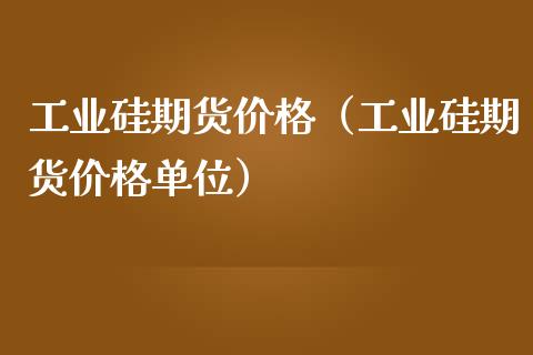 工业硅期货价格（工业硅期货价格单位）_https://www.zcsm.com.cn_期货喊单_第1张