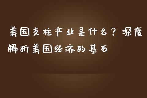 美国支柱产业是什么？深度解析美国经济的基石_https://www.zcsm.com.cn_原油期货_第1张