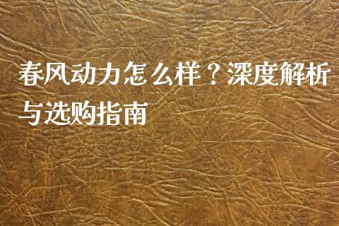 春风动力怎么样？深度解析与选购指南_https://www.zcsm.com.cn_期货交易_第1张