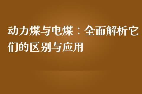 动力煤与电煤：全面解析它们的区别与应用_https://www.zcsm.com.cn_期货行情_第1张