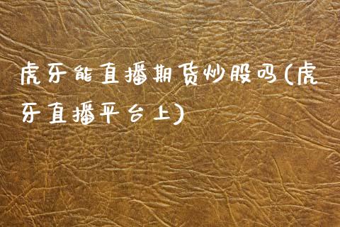 虎牙能直播期货炒股吗(虎牙直播平台上)_https://www.zcsm.com.cn_期货喊单_第1张