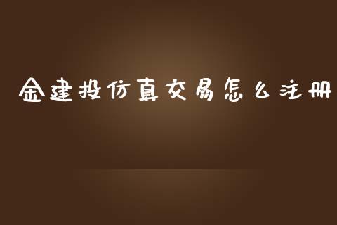 金建投仿真交易怎么注册_https://www.zcsm.com.cn_期货培训_第1张