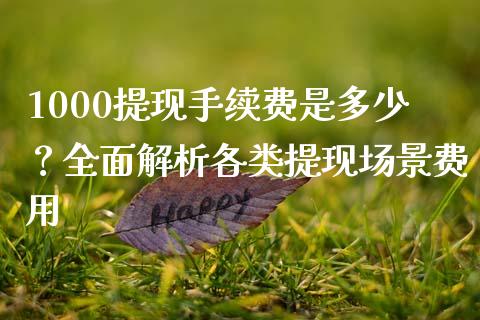 1000提现手续费是多少？全面解析各类提现场景费用_https://www.zcsm.com.cn_期货行情_第1张