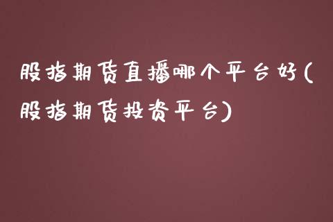 股指期货直播哪个平台好(股指期货投资平台)_https://www.zcsm.com.cn_期货培训_第1张