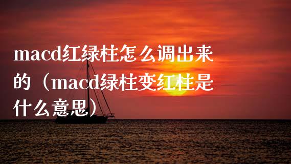 macd红绿柱怎么调出来的（macd绿柱变红柱是什么意思）_https://www.zcsm.com.cn_期货培训_第1张