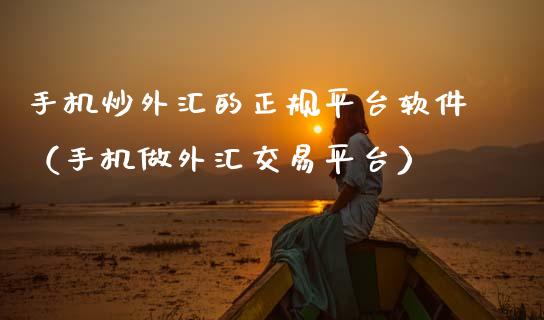 手机炒外汇的正规平台软件（手机做外汇交易平台）_https://www.zcsm.com.cn_期货交易_第1张