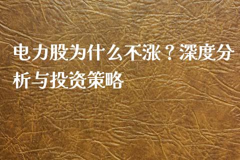 电力股为什么不涨？深度分析与投资策略_https://www.zcsm.com.cn_期货行情_第1张